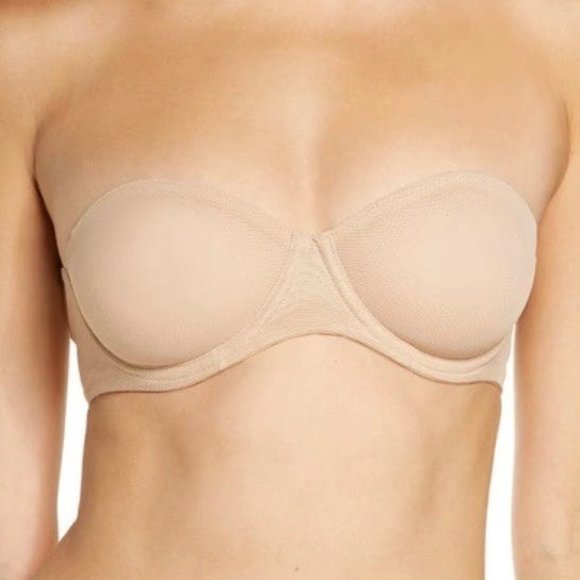 SKIMS Ultra Fine Mesh Strapless Bra Underwire Convertible 44C Clay - Picture 1 of 16